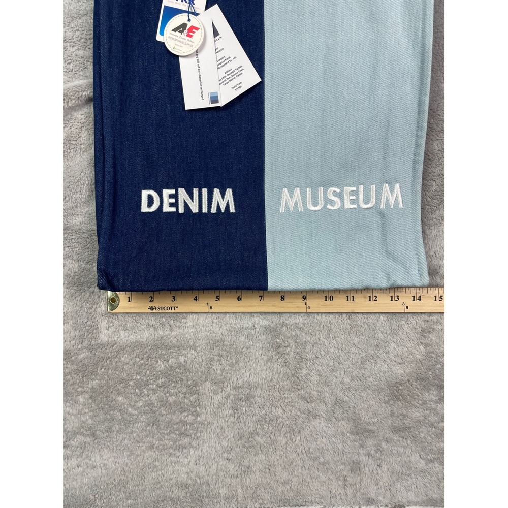 DENIM MUSEUM Tote Bag NWT Colorblock Two Tone Blue Cotton Embroidered YKK Zip - Picture 4 of 14